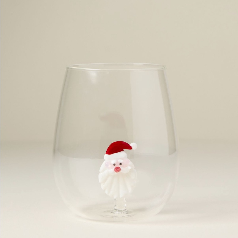 Anthropologie The Jolly Icon Stemless Wine Glass | Santa | NIB - Picture 2 of 4